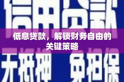 沂南低息贷款，解锁财务自由的关键策略