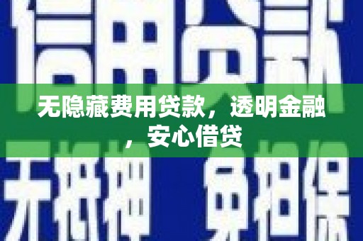 沂南无隐藏费用贷款，透明金融，安心借贷