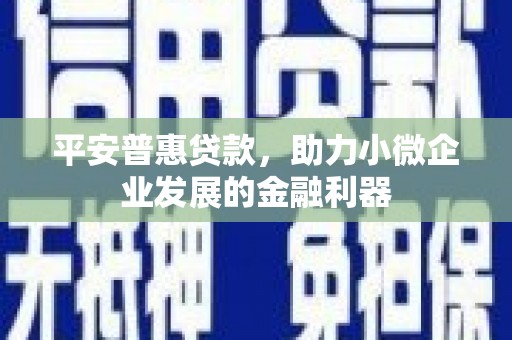 沂南平安普惠贷款，助力小微企业发展的金融利器